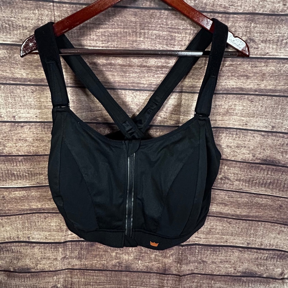 Shefit Ultimate Sports Bra Black Zip Front High Impact Adjustable Size 6 Luxe